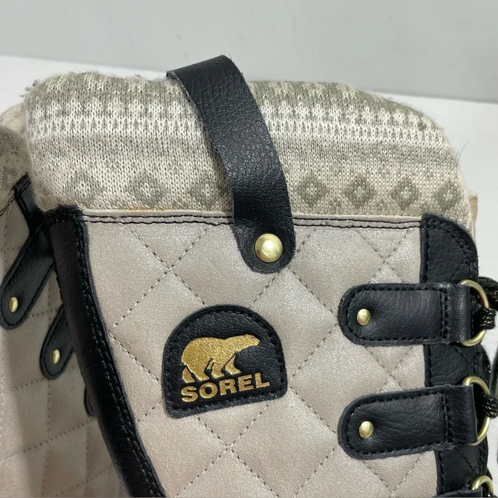 SOREL Tofino Holiday Silver Sage Lace-up Winter Snow Boots Women US Size 5 EU 36